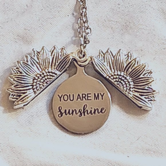 Sunflower Charm Stainless Steel Pendant Locket Necklace and Earring Set NEW - Picture 2 of 6